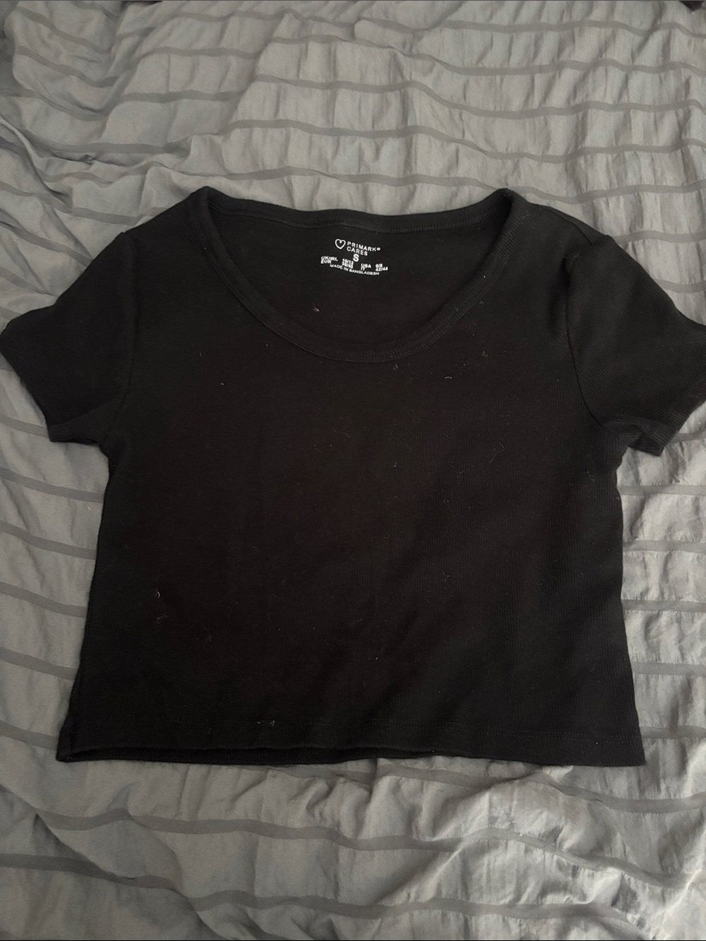 Primark Black Short Sleeve Scoop Neck Crop Top
